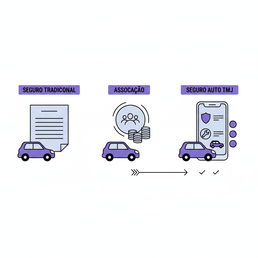 Diferença entre seguro tradicional, associação e Seguro Auto TMJ